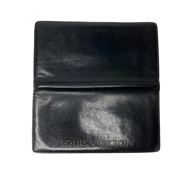 RARE Authentic Louis Vuitton Black Slim Leather Perforated Studded Long Wallet - Picture 6 of 16